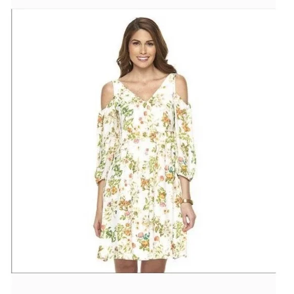 Disney Alice Through The Looking Glass White Floral Cold Shoulder Dress Small - Picture 7 of 7